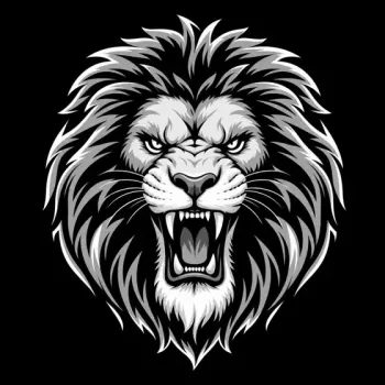 León para escudo, estilo blanco y negro